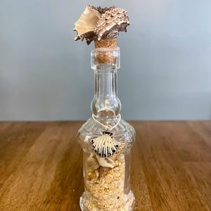 Nautical Sea Glass Bottle*Mini Seashell Bottle*Ocean in a Bottle*Beach Sand Bottle*Seashell Charm Bottle*Nautical Bottle Decor*Beach House