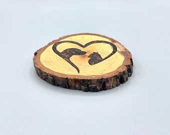 Wood Burned Pet Coaster: Dog & Cat Lover Gift