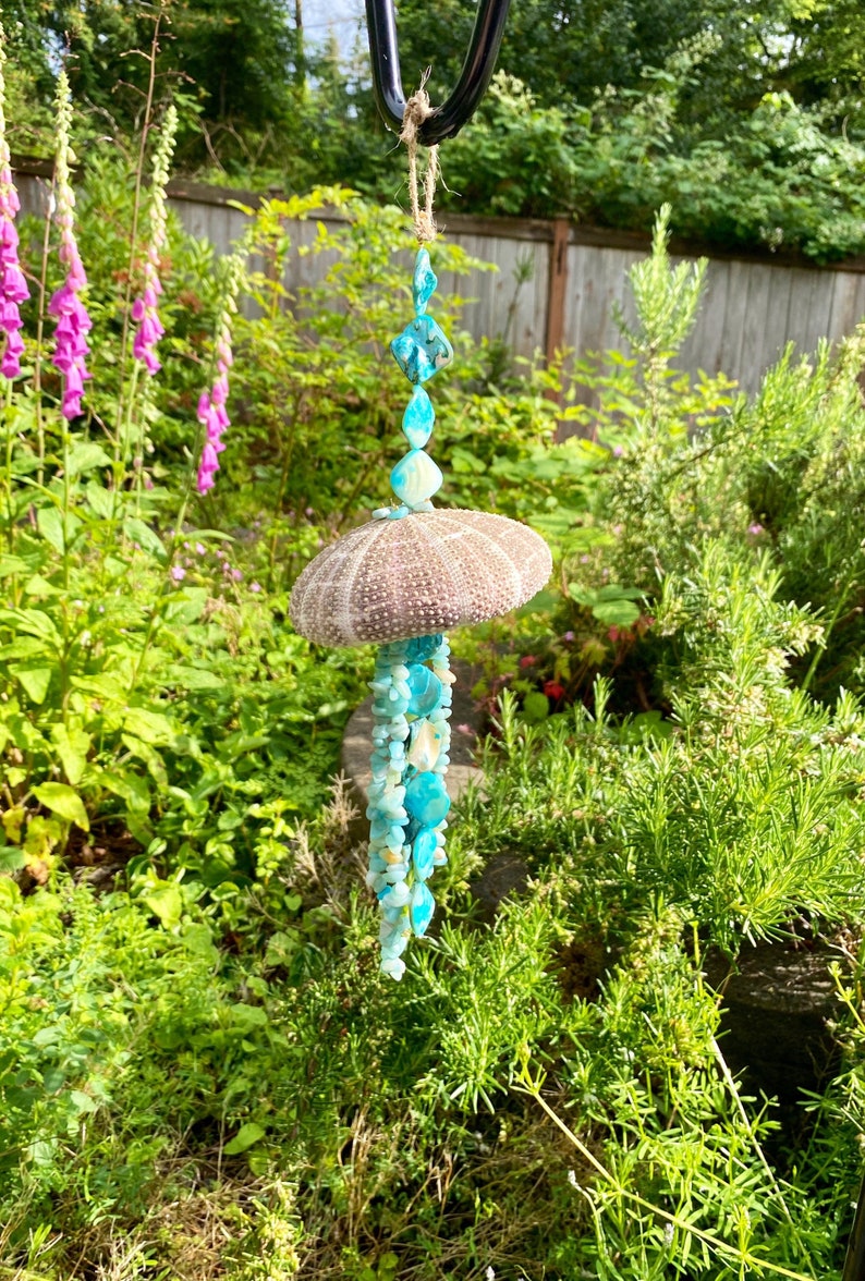 Sea Urchin Chime*seashell Mobile*nautical Patio Art*jelly Fish Mobile ...
