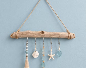 Driftwood Jewelry Holder with 5 Hooks | Handmade Necklace Organizer | Pacific Northwest Driftwood | Rustic Coastal Wall Decor
