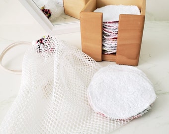 Facial Makeup Remover Rounds with Holder and Mesh Laundry Bag Set - Gifts - Spacare - Ecofriendly- Bathroom