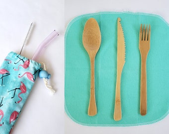 Bamboo Utensil and Glass Straw Travel Set