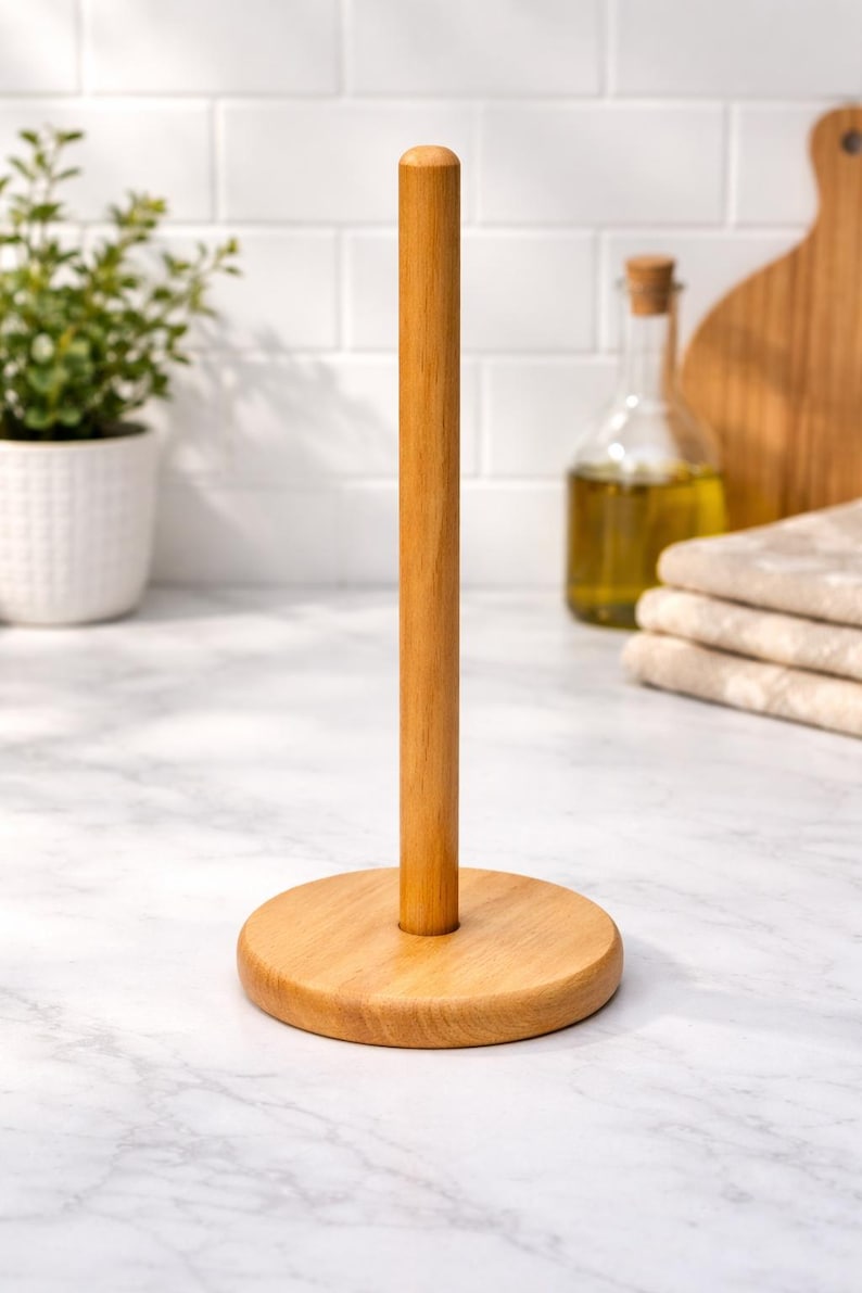 Wooden Reusable Paper Towel Holder - Use like Paper Towels! Natural