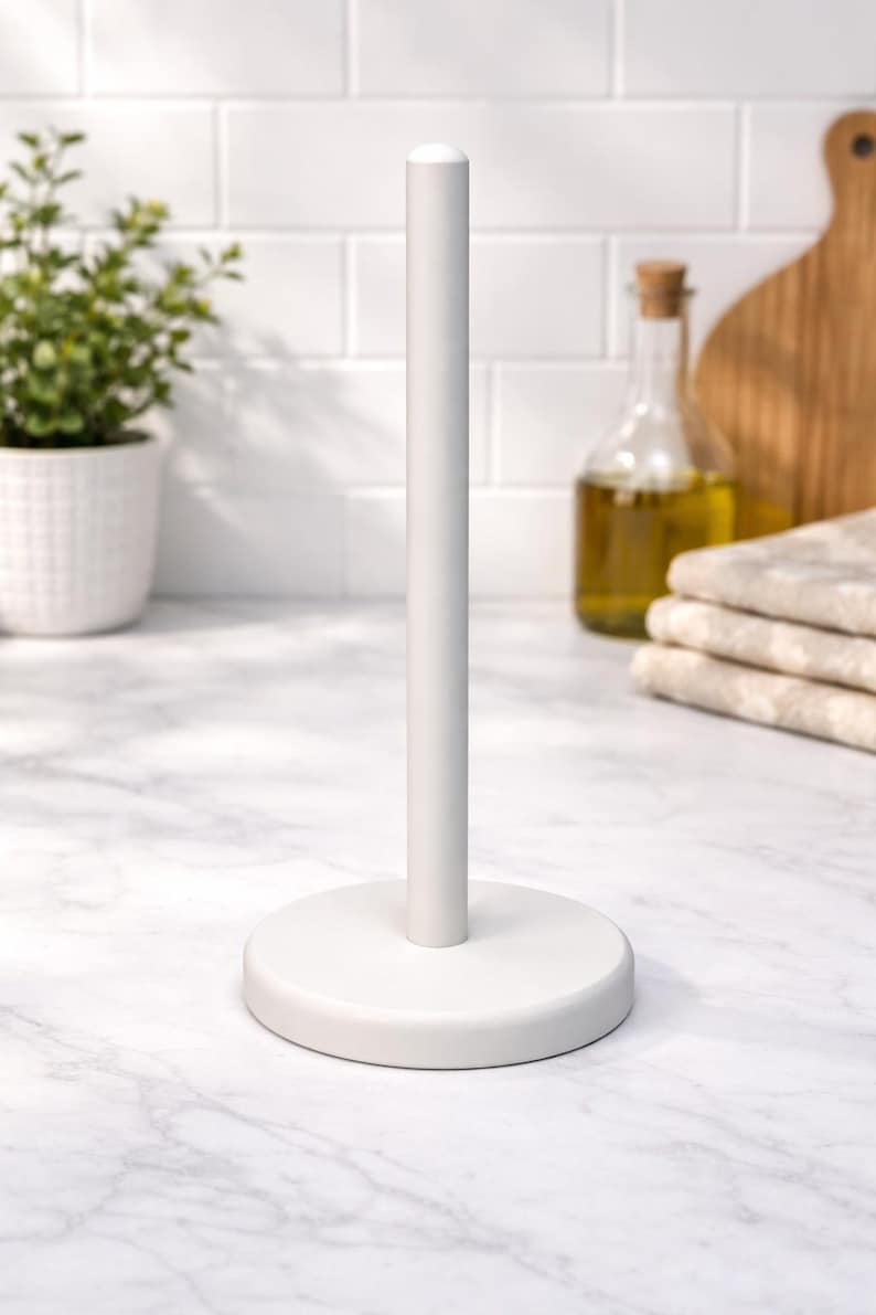 Wooden Reusable Paper Towel Holder - Use like Paper Towels! White
