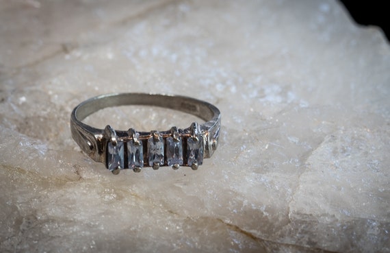 Antique 925 Solid Sterling Silver Ring with a Row… - image 1