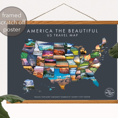 USA Scratch off Map Frame Scratch off Poster Etsy