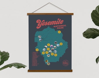 Yosemite National Park Scratch Off Map - Scratch Off Poster Featuring Yosemite Landmarks - Great Gift for Travelers - California Parks
