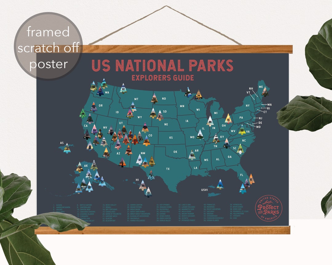 USA National Park Scratch off Poster Frame Scratch off Travel