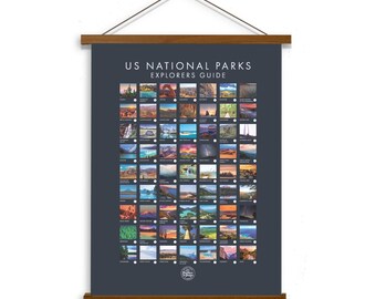 USA National Parks Poster - Pushpin Map Highlighting All 62 National Parks - Includes Pushpins - Great Gift for Adventurers and Travelers