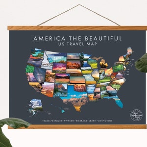 USA Push Pin Map Poster - Travel Map to Track Your Travels Around The USA - Multicolored Pushpins Included - Great Travel Gift - 2 Sizes