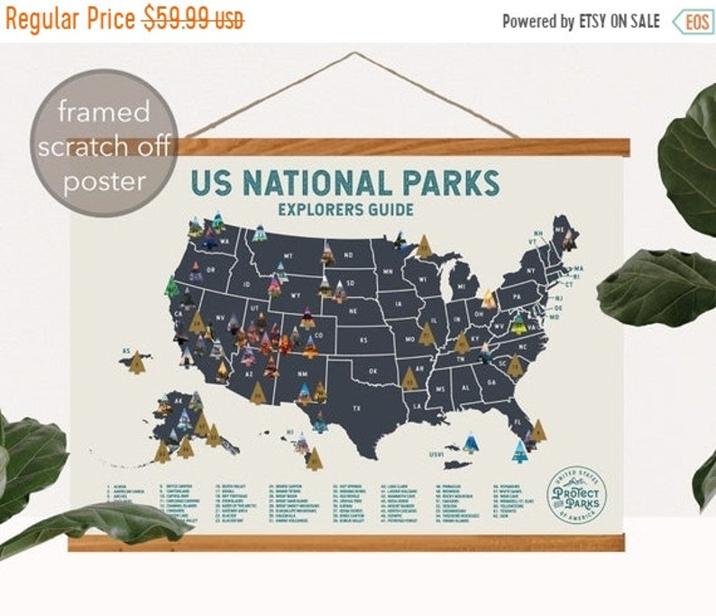 USA National Park Scratch off Map Frame Scratch Etsy