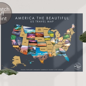 USA Scratch Off Map - Scratch Off Poster Reveals Images of all 50 States - Personalized Gift for Travelers and Explorers - America Print