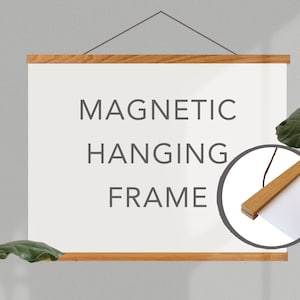 Magnetic Hanging Frame - Simple Framing for Interactive Maps + Art - Strong Magnetic Frame Kit - 3 Sizes - Natural Wood Frame - Poster Frame