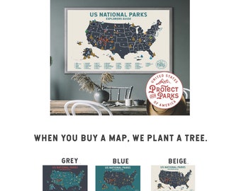 National Park Scratch Off Map - Scratch Off Travel Poster Reveals Images of All US National Parks - Great Map Gift for Dad