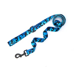 Shark Print Dog Leash: Water Resistant Polyester with Metal Hardware