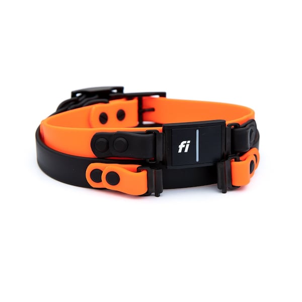 Fi Series 3 Compatible 3/4" or 1" Over The Band BioThane Dog Collar | Two Tone BioThane Pet Collar | Waterproof Dog Collar |GPS Tracker Band