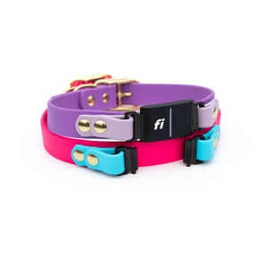 Fi Series 3 Compatible 3/4" or 1" Over The Band BioThane Dog Collar | Two Tone BioThane Pet Collar | Waterproof Dog Collar |GPS Tracker Band