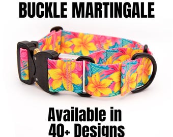 Buckle Martingale Dog Collar: Durable Pet Gear, Available in 40+ Designs, Training Collar