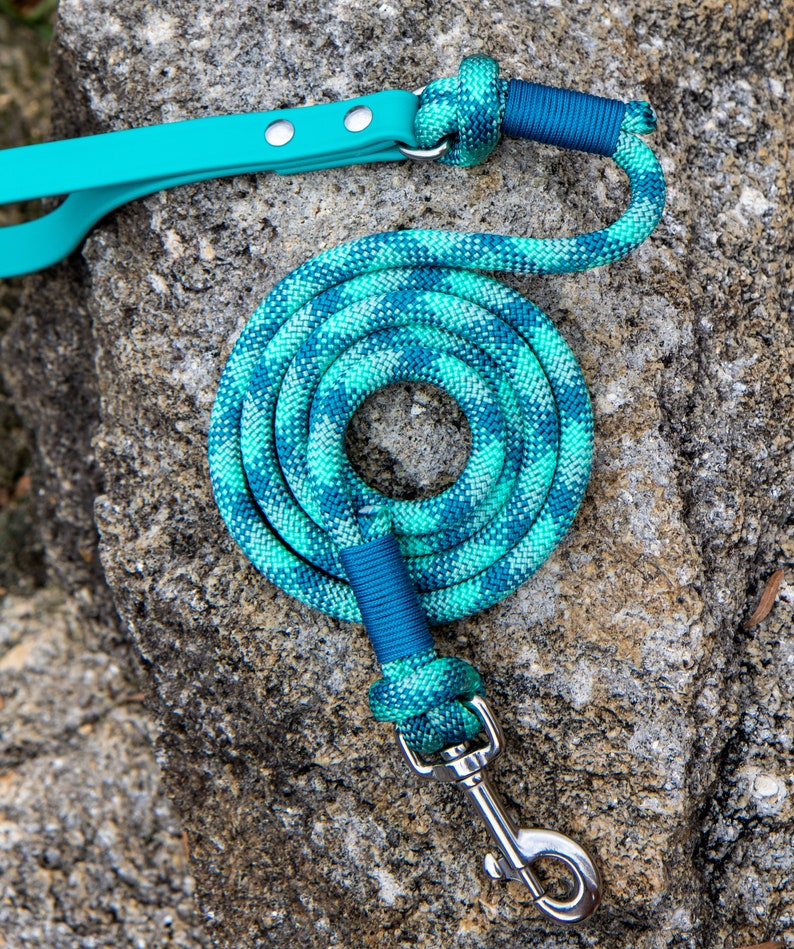 Teal Rope Leash Customizable Paracord Dog Lead Biothane Etsy