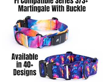 Fi 3/3 kompatibles Martingale-Hundehalsband mit Schnalle: Strapazierfähiges Polyester, 40+ Designs