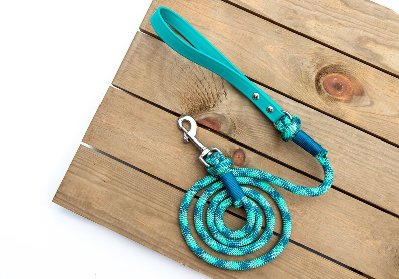 Teal Rope Leash Customizable Paracord Dog Lead Biothane Etsy