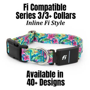 Fi 3/3+ Compatible Dog Collar: Available in 40+ Prints, Durable Polyester Webbing, GPS Tracker Band