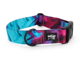 Vibrant Purple & Teal Buckle Dog Collar or Martingale: Durable Polyester Webbing Pet Gear