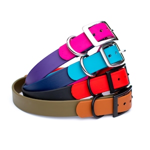 Two-Toned BioThane® Waterproof Dog Collar | 3/4&quot; or 1&quot; BioThane® Pet Collar | Color Customizable | Stainless Steel, Solid Brass, Black Metal