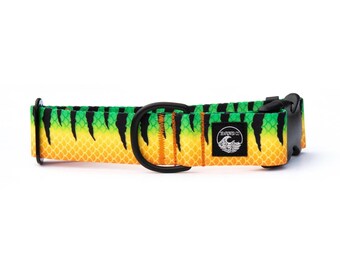 Fire Tiger Dog Collar: Fish & Boat Theme, Stainless Steel Martingale