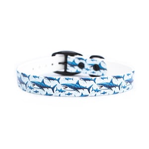 Great White Shark BioThane® Pet Collar | Sea Animal Waterproof Dog Collar | Jaws Print | Summer Beach Collar | Colorful Trendy Summer Collar