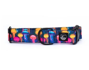 Jellyfish Dog Collar: Summer Beach Pet Collar, Stainless Steel or Black Metal
