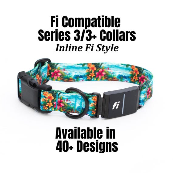 Fi 3/3+ Compatible Dog Collar: Designer Prints, Durable Polyester Webbing, GPS Tracker Band
