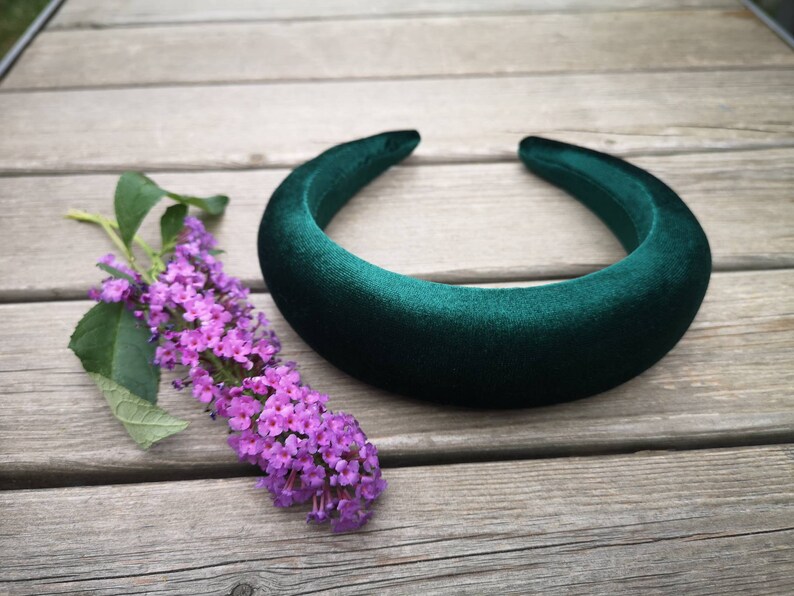Emerald Green Velvet Padded Headband Large Padded Headband Etsy