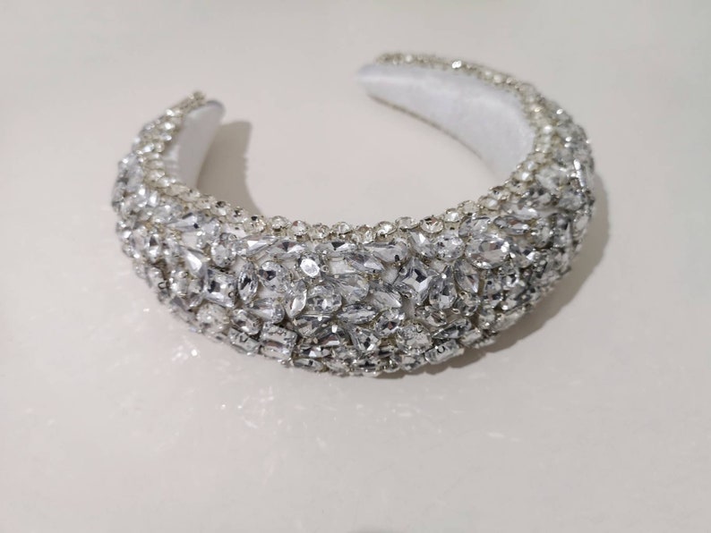 Crystal Encrusted Padded Headband Zircon Crystal Velvet - Etsy