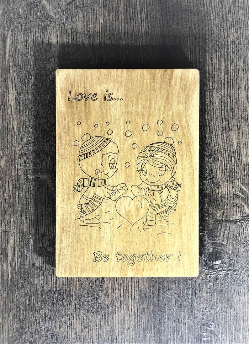 unique personalized handmade wood together card