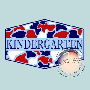 Regreso a clases, Grado, Niños de Kindergarten, Banderín de hitos de camuflaje de la vieja escuela, Descarga digital PNG 300 DPI