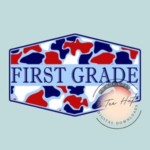 Regreso a clases, Grado, Primer grado, Primer grado, Banderín de hito de camuflaje de la vieja escuela, Descarga digital PNG 300 DPI