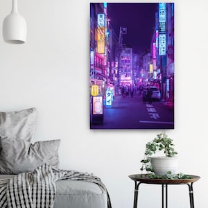 Poster Tokyo a Neon Garden. Cyberpunk citypop night life Wall Art Photographic Print
