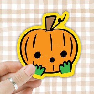 Funny Pumpkin Face Sticker, Cozy Fall Vibes Autumn Sticker, Pumpkin Decal, High Quality Vinyl Sticker Waterproof and Weatherproof