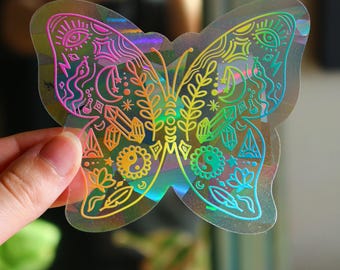 Butterfly Rainbow Making Suncatcher Sticker, Rainbow Maker Window Decal, Rainbow Butterfly 4 inch Prism Sun Catcher Sticker for Windows