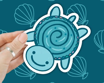 Sea Turtle Sticker, Waterproof Sticker Decal, Beach Sticker, Turtle Gift, Oceanography, Sea Animals