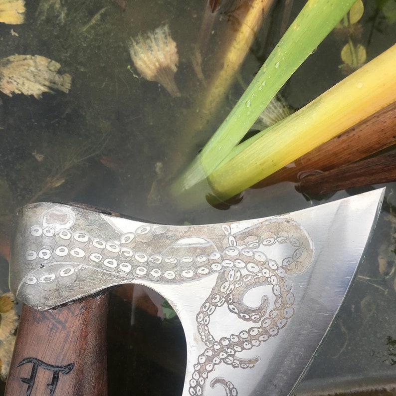 Hand Carved Viking Hatchet -  Hand Carved Design