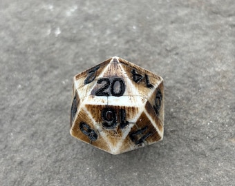 Dados D20 de hueso: Hueso de buey auténtico, hechos a mano.