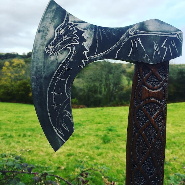 Stunning Hand Carved Viking Axe