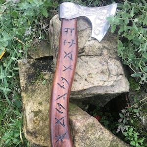 Hand Carved Viking Hatchet -  Kracken