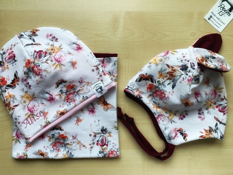 Beanie with Loop Organic Cotton Newborn Baby Toddler Bonnet Hat Christmas gift Baby girl accessories Birthday present Baby girl shower