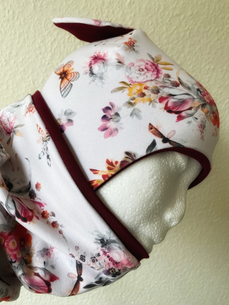 Beanie with Loop Organic Cotton Newborn Baby Toddler Bonnet Hat Christmas gift Baby girl accessories Birthday present Baby girl shower
