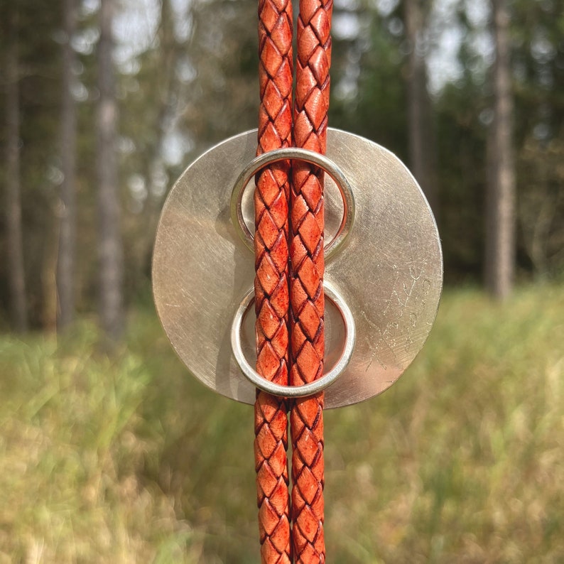 sterling silver Tumbled Heart Designs SALE Moss Agate Bolo Tie handmade antique tan braided leather one of a kind