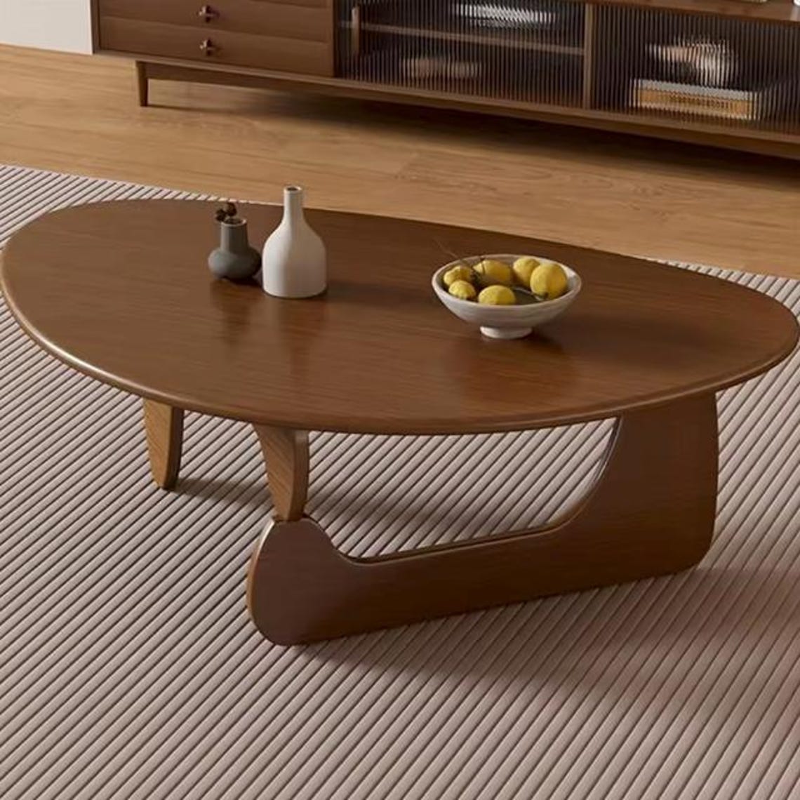 Walnut Coffee Table for Living Room, Triangle Solid Wood Mid-century ...