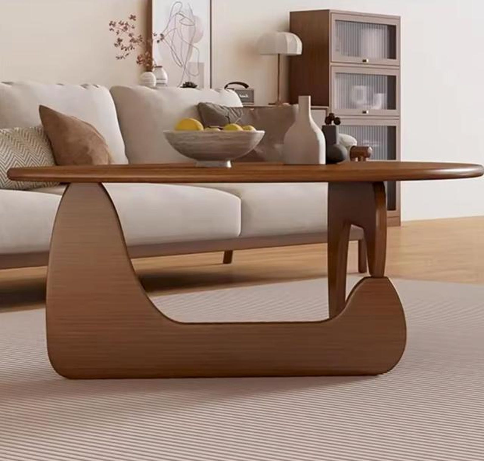 Walnut Coffee Table for Living Room, Triangle Solid Wood Mid-century ...